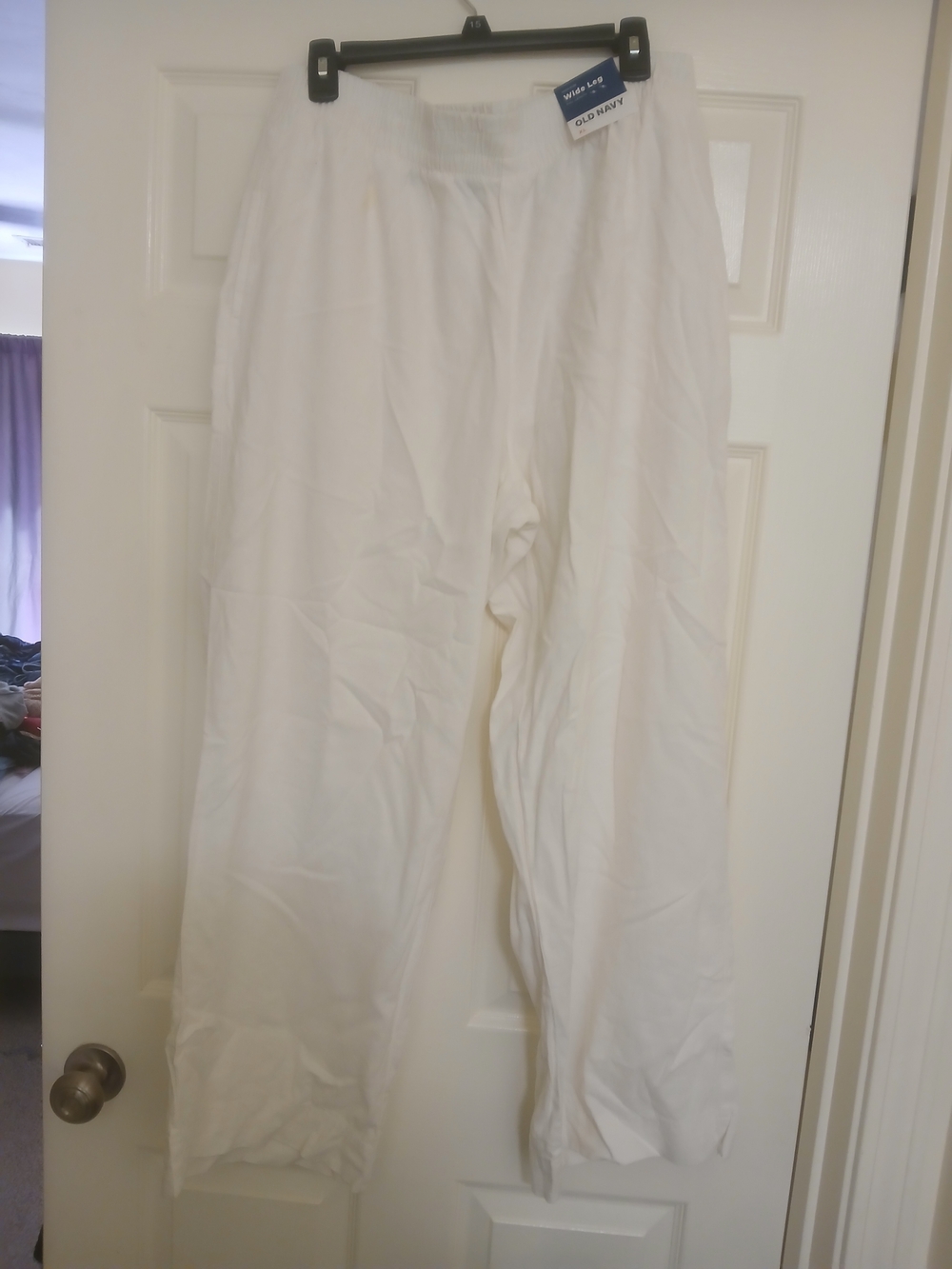 Old Navy White Linen Wide-Leg Pull-On Pants